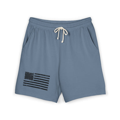 American Flag Fleece Sweat Shorts — Lightweight Garment-Dyed Lounge Shorts