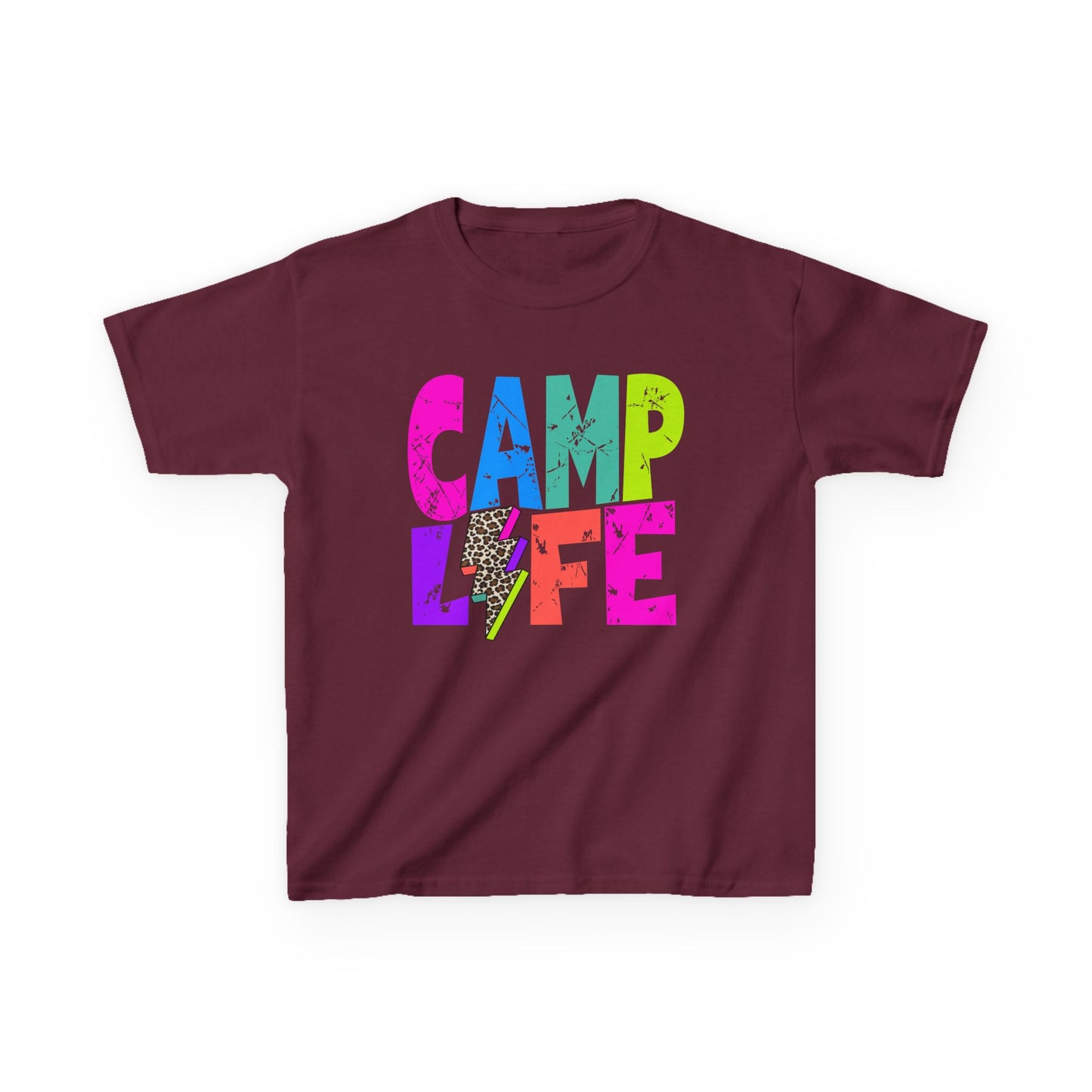 Kids T-Shirt "CAMP LIFE" Bright Rainbow Lightning Camp Tee