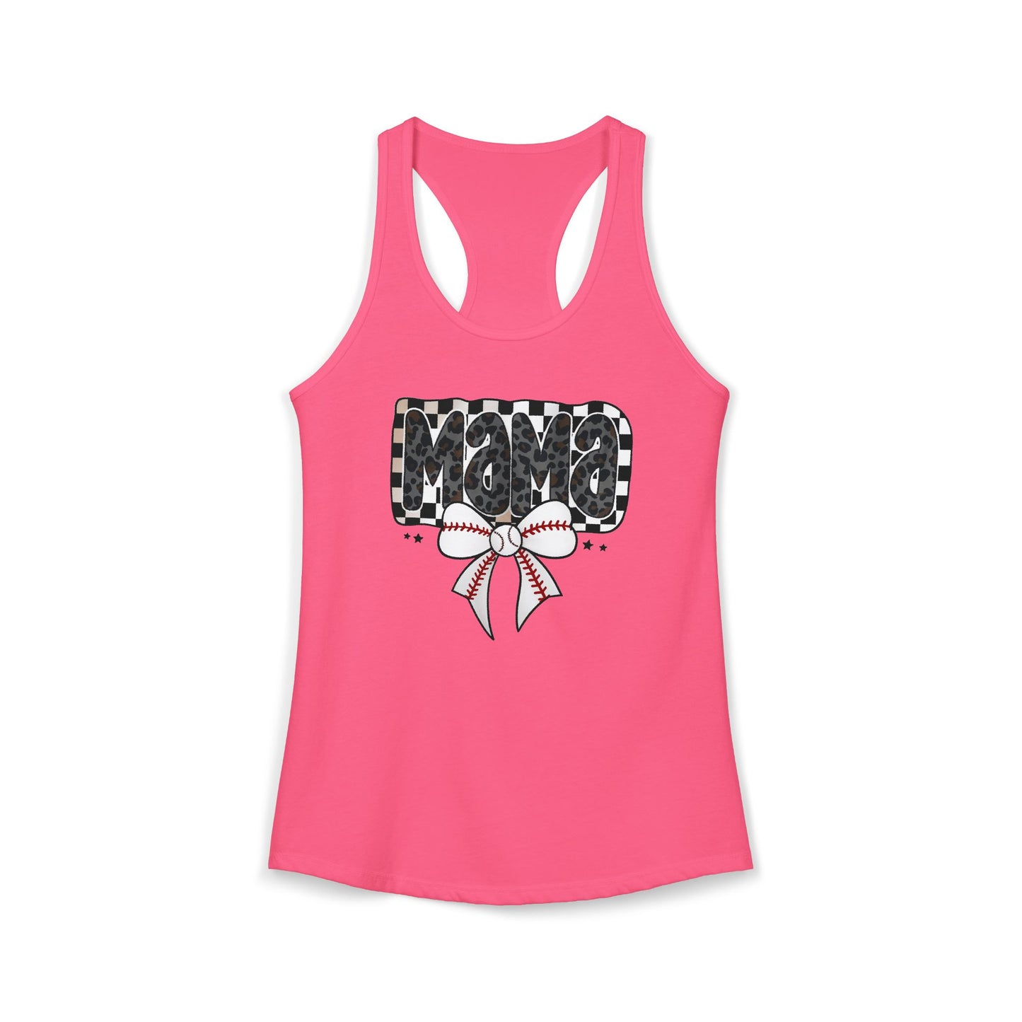 Baseball Checkered Mama Racerback Tank