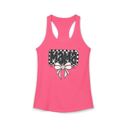 Baseball Checkered Mama Racerback Tank