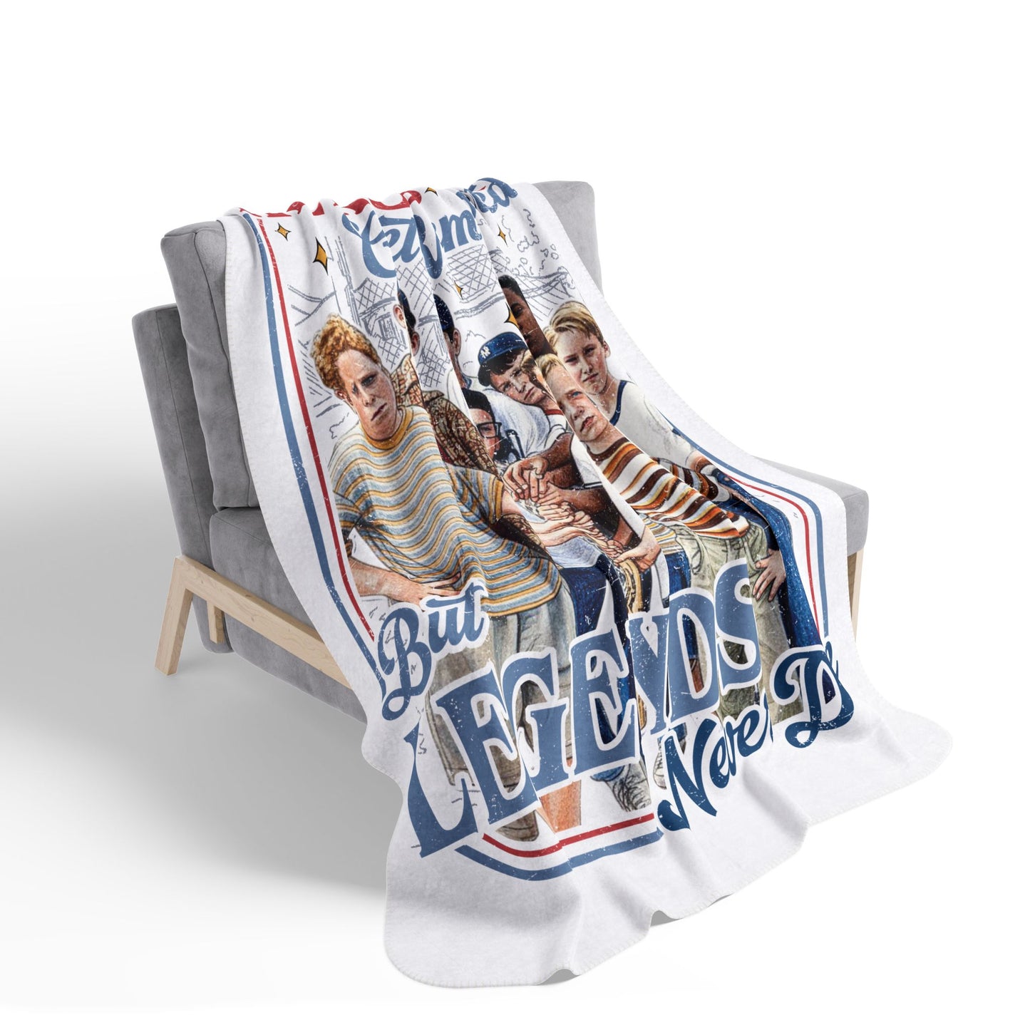 Fleece Sherpa Blanket — "Heroes Get Remembered But Legends Never Die" Retro Kids Crew Design