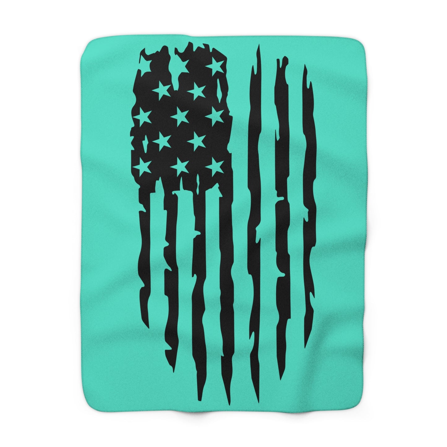 Sherpa Blanket — Distressed American Flag Design, Cozy Fleece Throw