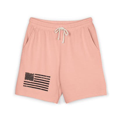 American Flag Fleece Sweat Shorts — Lightweight Garment-Dyed Lounge Shorts