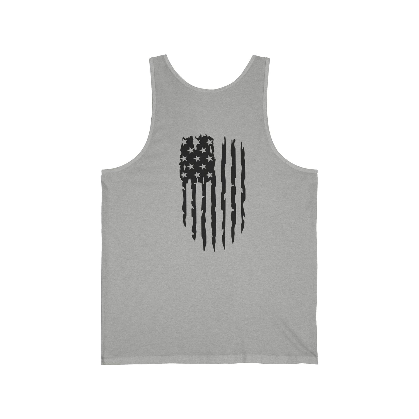 American Flag Skull Tank Top — Distressed Patriotic USA Sleeveless Tee