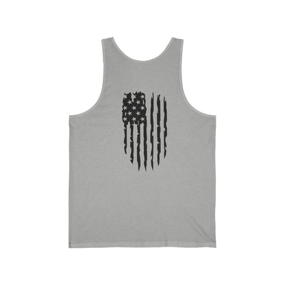 American Flag Skull Tank Top — Distressed Patriotic USA Sleeveless Tee