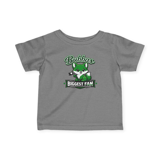 Infant Tee — “Bubba’s Biggest Fan” Cute Green Mascot Baby Shirt