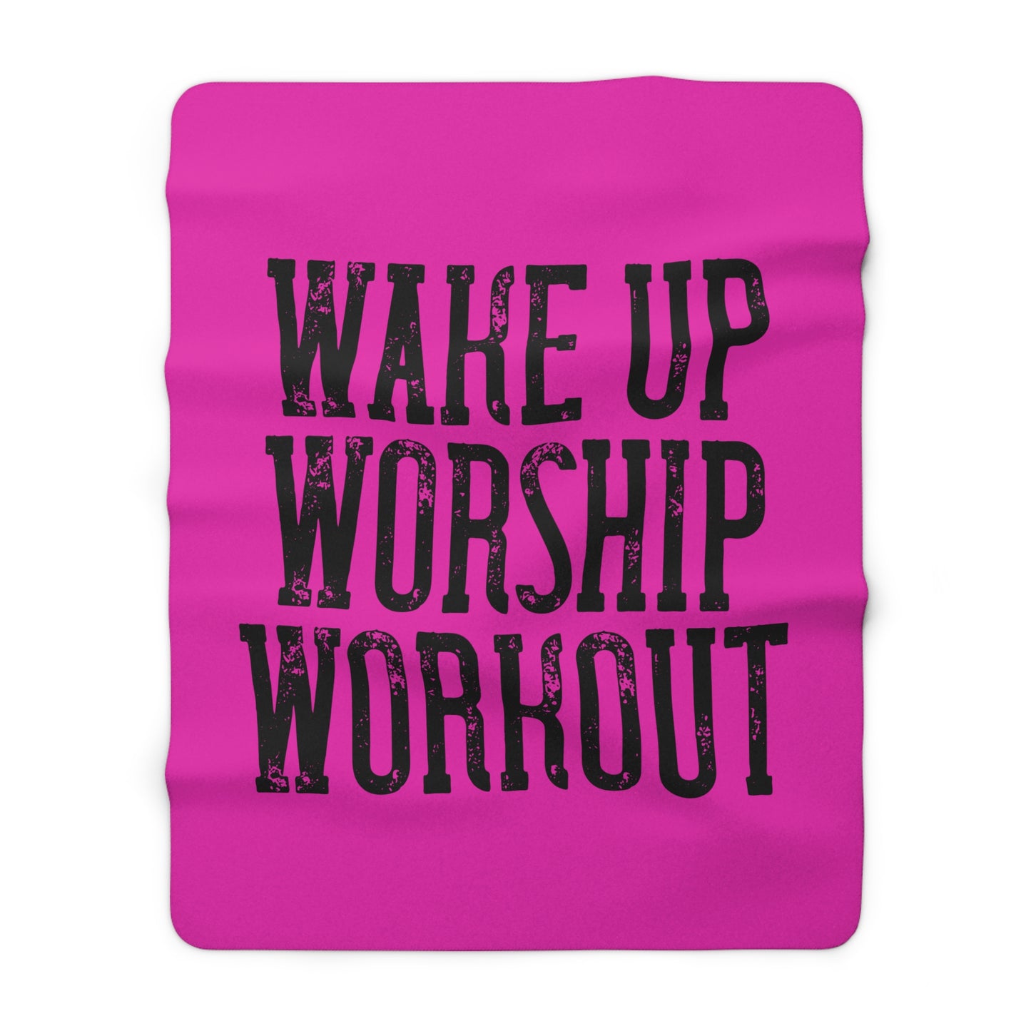 Sherpa Blanket — "Wake Up Worship Workout" Cozy Fleece Throw