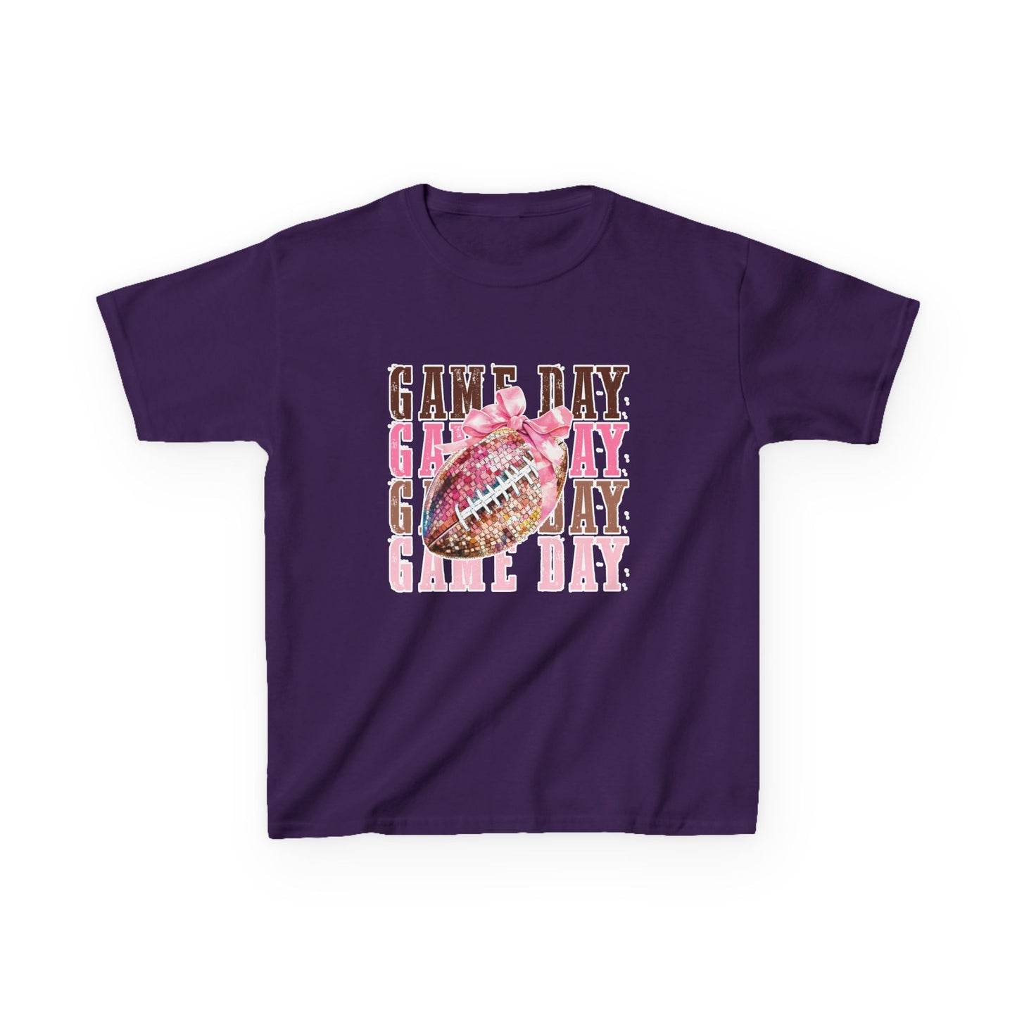 Kids Game Day T‑Shirt — Pink Glitter Football Design