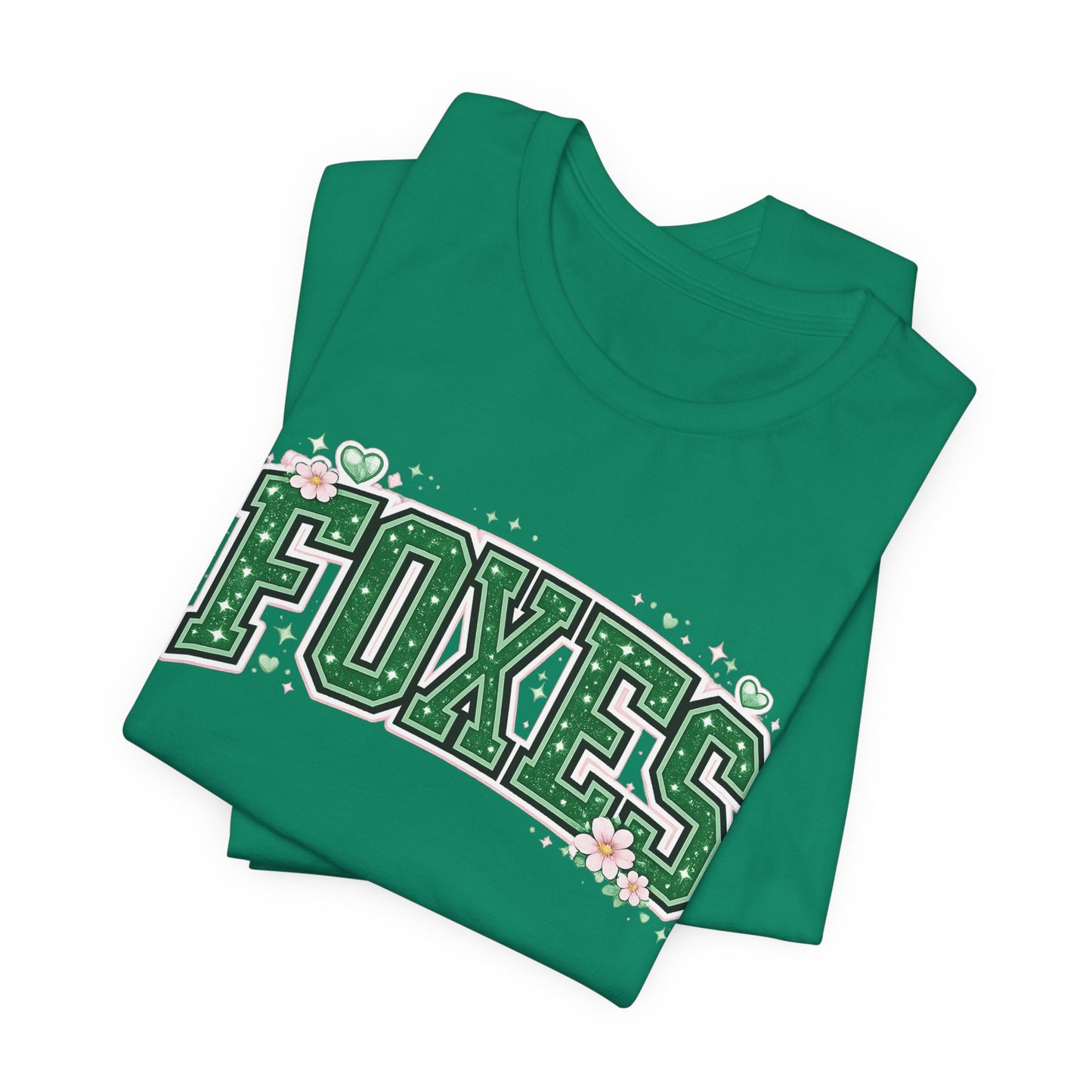 Foxes Vintage Collegiate Tee — Green Varsity Letter Graphic