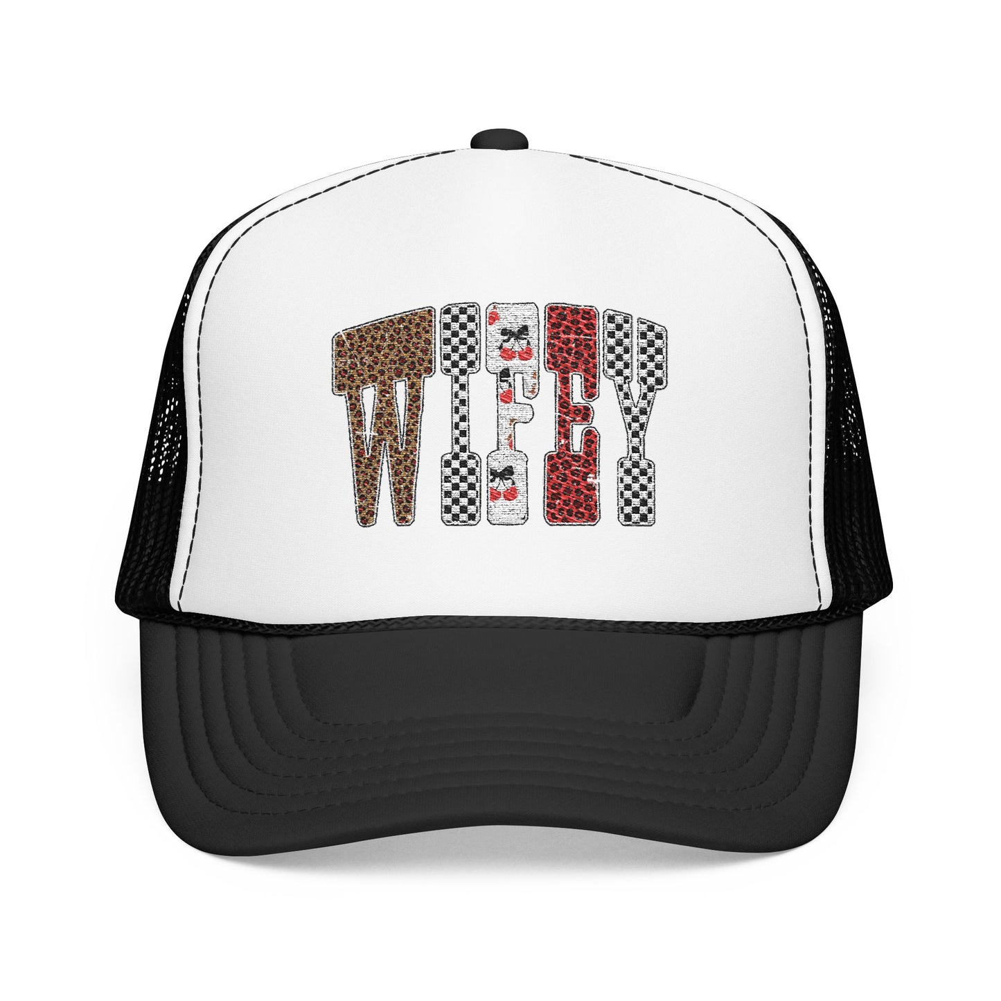 Wifey Sequin Patch Trucker Hat — Glam Mesh Foam Cap for Bride & Bachelorette