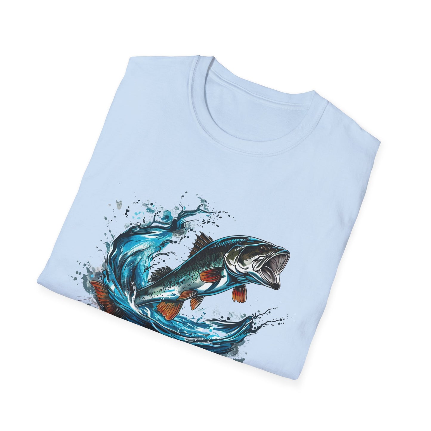 Bass Fishing T‑Shirt - Leaping Bass Water Splash Graphic Tee