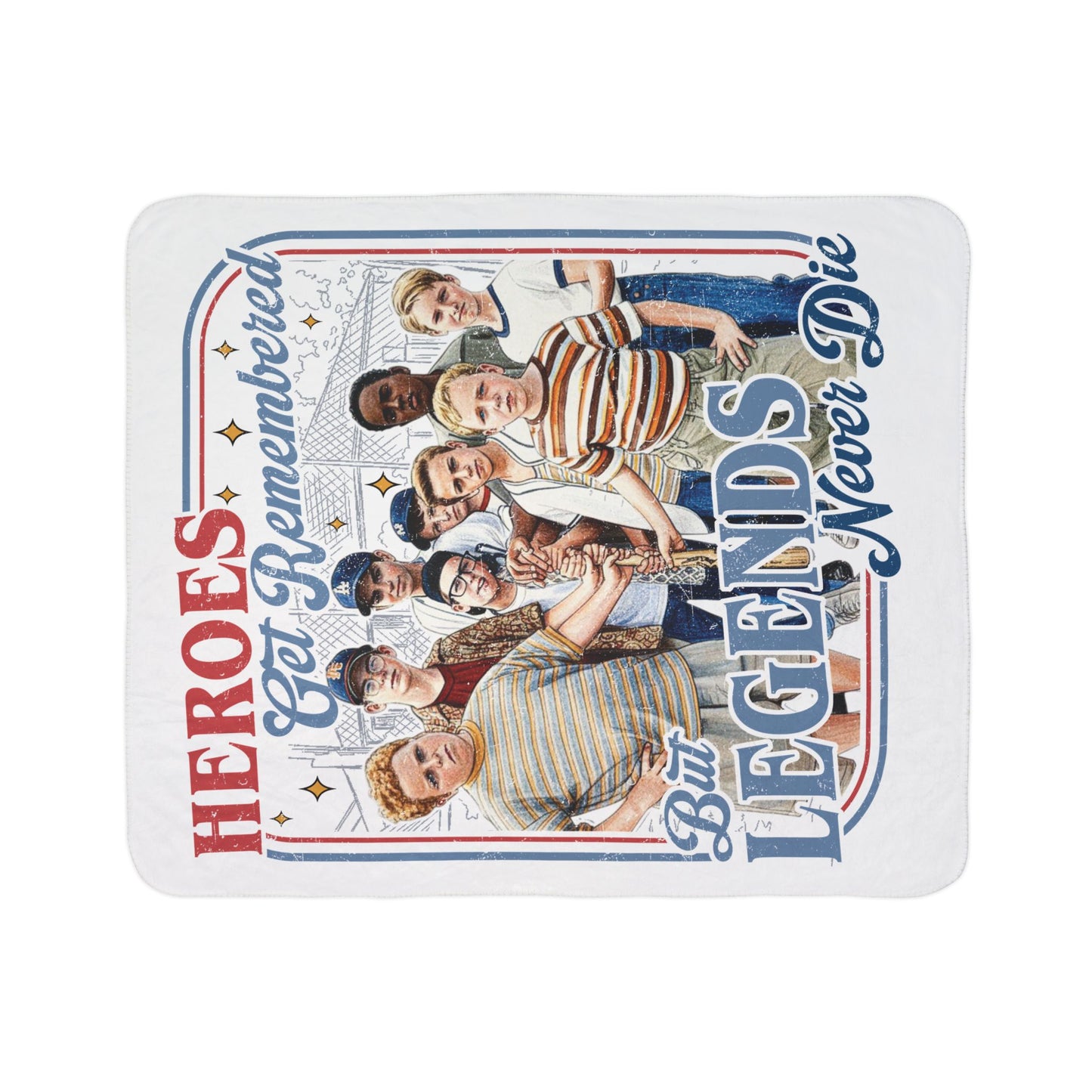 Fleece Sherpa Blanket — "Heroes Get Remembered But Legends Never Die" Retro Kids Crew Design