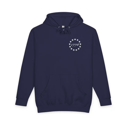 American Flag Hoodie with '1776' Stars — Vintage Patriotic Pullover
