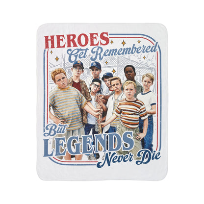 Fleece Sherpa Blanket — "Heroes Get Remembered But Legends Never Die" Retro Kids Crew Design