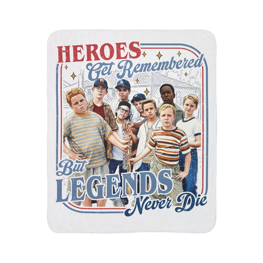 Fleece Sherpa Blanket — "Heroes Get Remembered But Legends Never Die" Retro Kids Crew Design