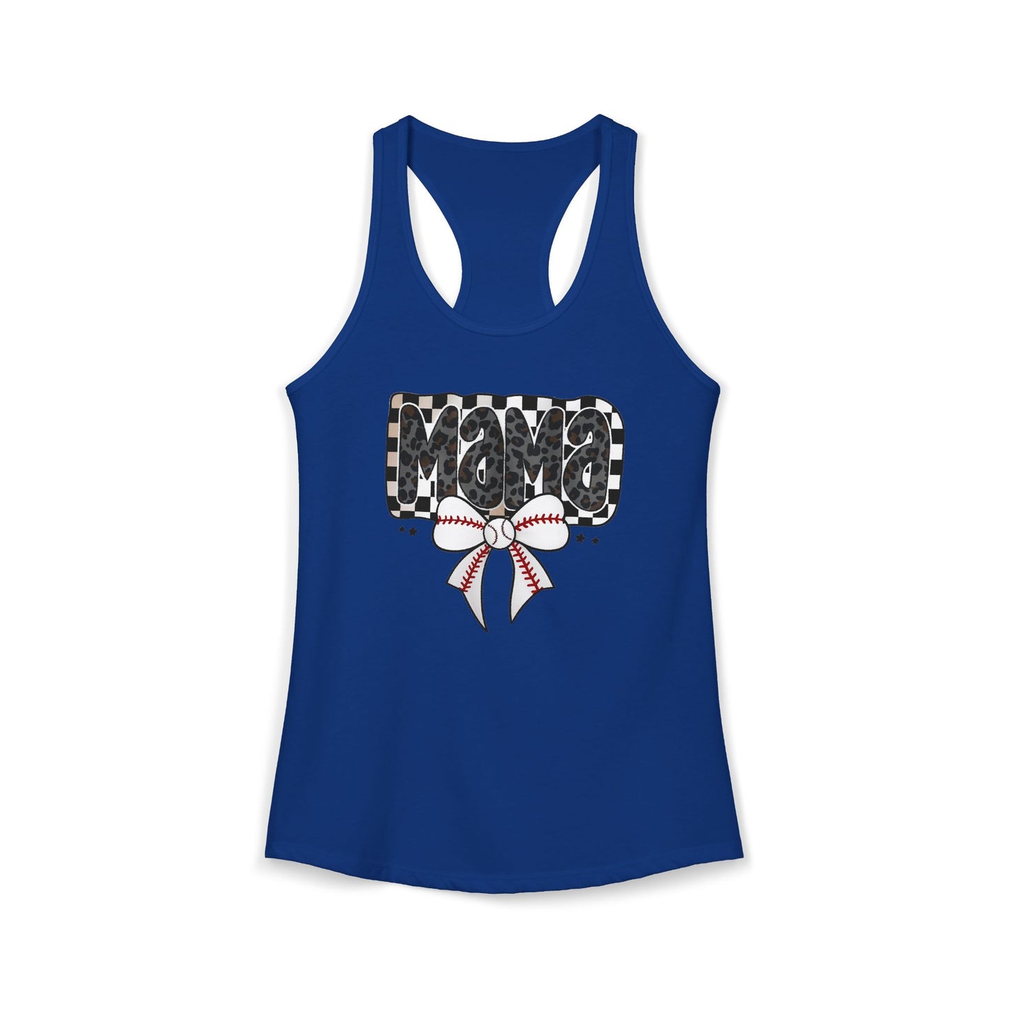 Baseball Checkered Mama Racerback Tank