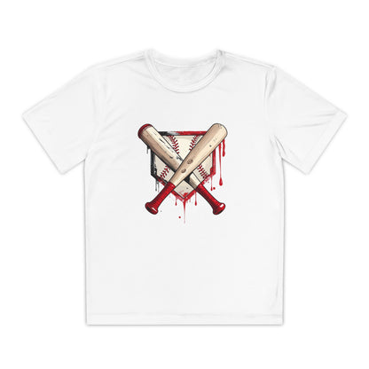 Youth Baseball Tee — Bloody Crossed Bats Graphic