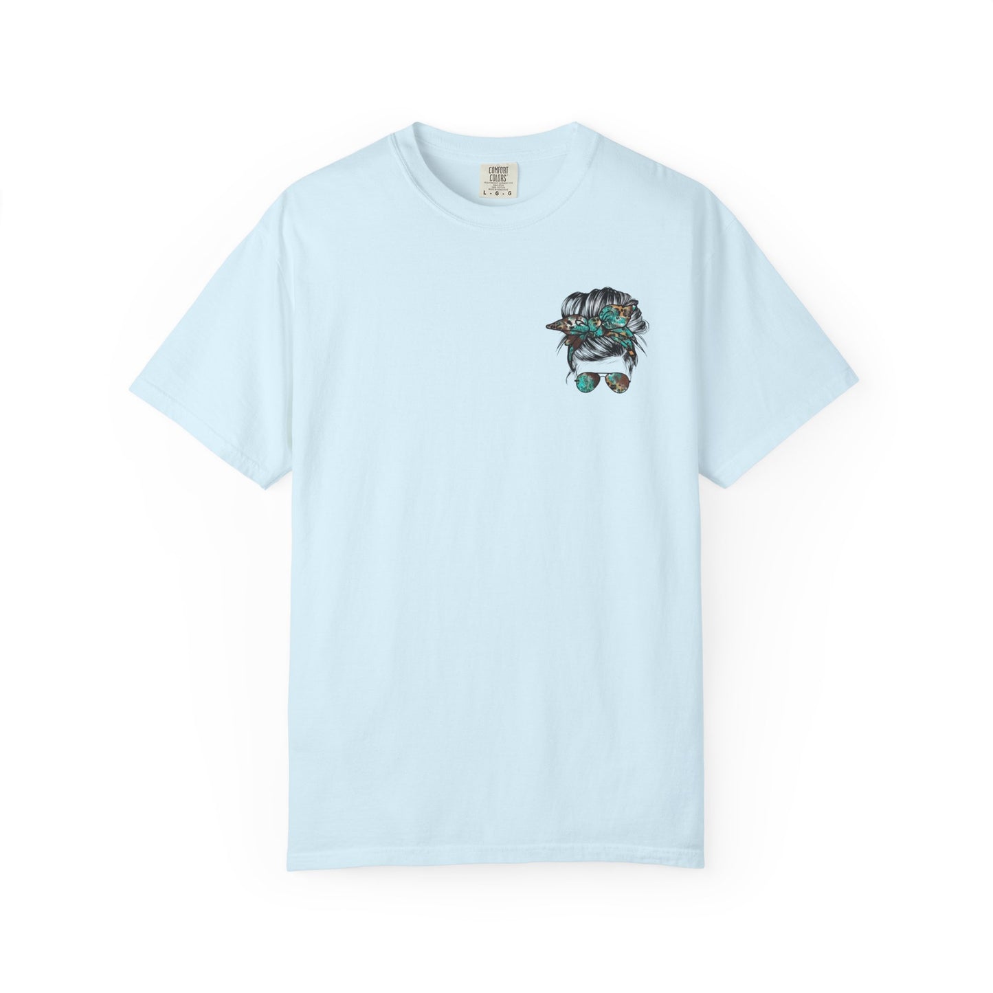Teal Messy Hair Bun Cheetah Tee