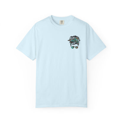 Teal Messy Hair Bun Cheetah Tee