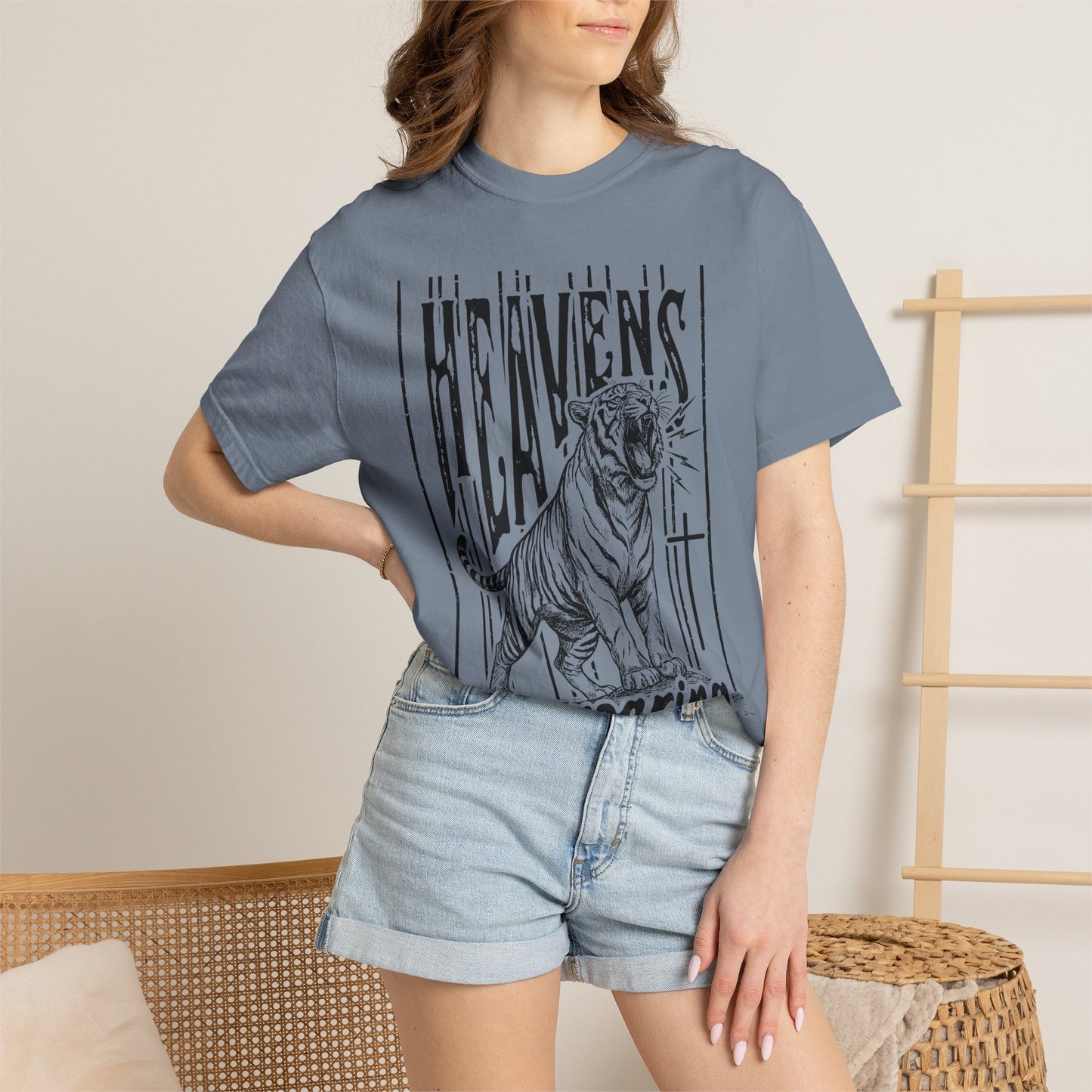 Heaven's Are Roaring Tiger Tee- Pink Writing