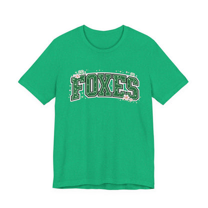 Foxes Vintage Collegiate Tee — Green Varsity Letter Graphic