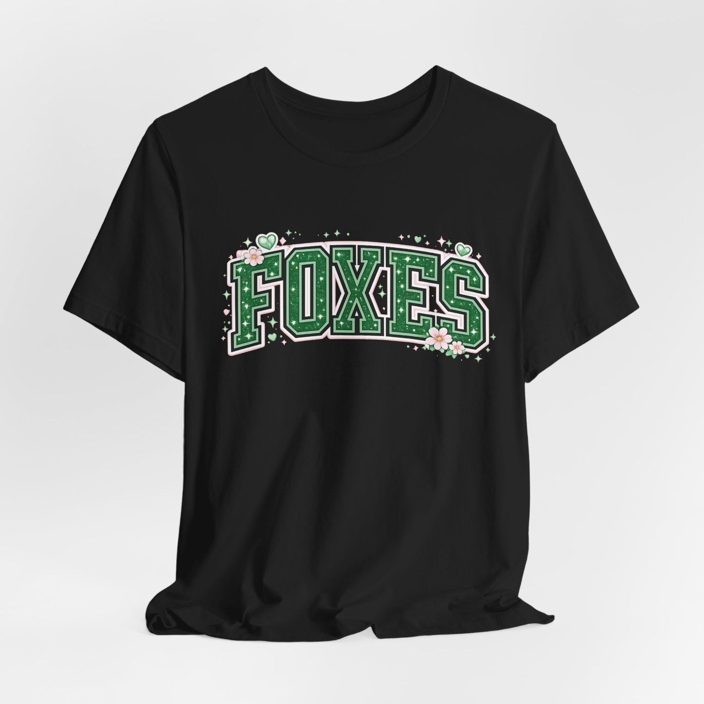 Foxes Vintage Collegiate Tee — Green Varsity Letter Graphic