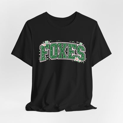 Foxes Vintage Collegiate Tee — Green Varsity Letter Graphic
