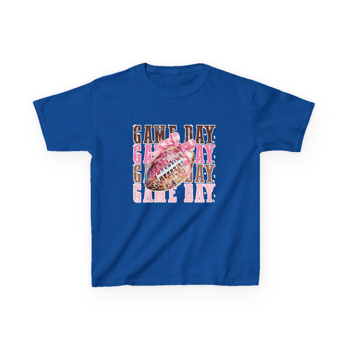 Kids Game Day T‑Shirt — Pink Glitter Football Design