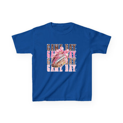 Kids Game Day T‑Shirt — Pink Glitter Football Design