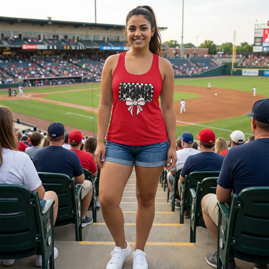 Baseball Checkered Mama Racerback Tank