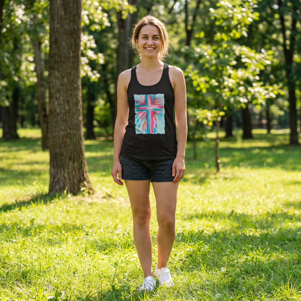 Watercolor Cross Racerback Tank