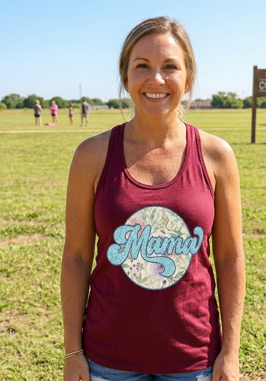 Mama Floral Racerback Tank