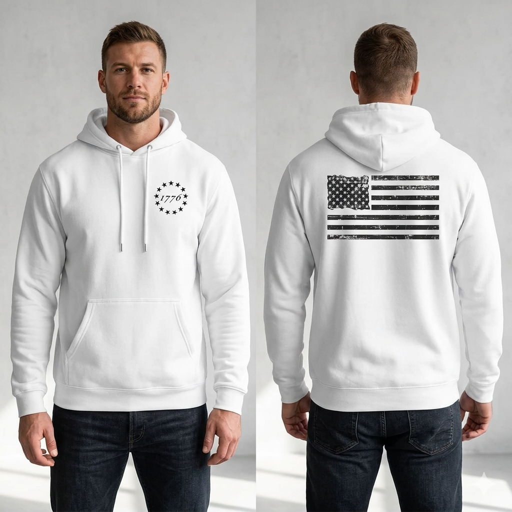 Hoodie — 1776 Betsy Ross Flag Distressed American Patriot Pullover