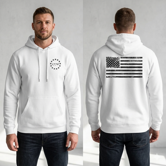 Hoodie — 1776 Betsy Ross Flag Distressed American Patriot Pullover