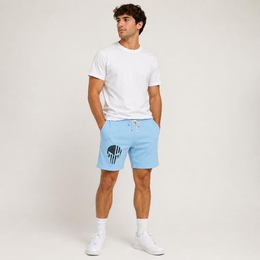 Skull Flag Sweat Shorts — Lightweight Garment-Dyed Fleece