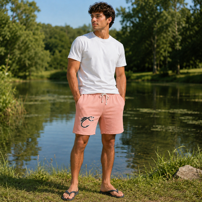 Lightweight Fleece Sweat Shorts with Fishing Hook Logo