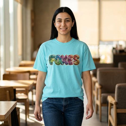 Bubble Letter Foxes Tee