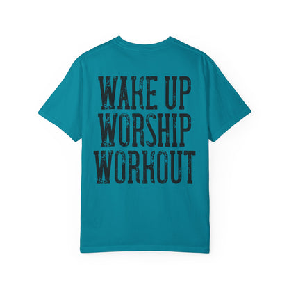 "Wake Up Worship Workout" Men's Tee - Front& Back