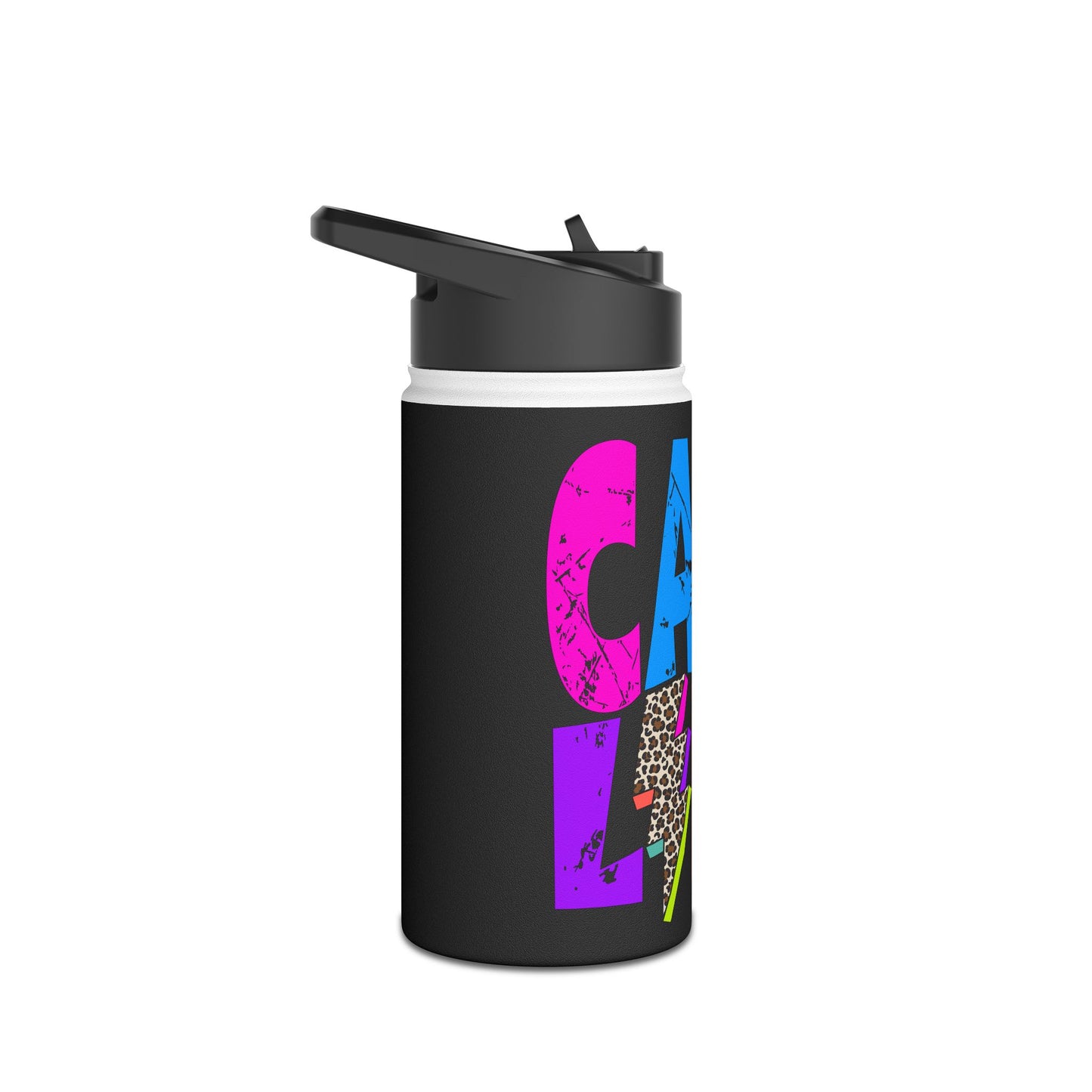 Camp Life Neon Stainless Steel Water Bottle - BLACK