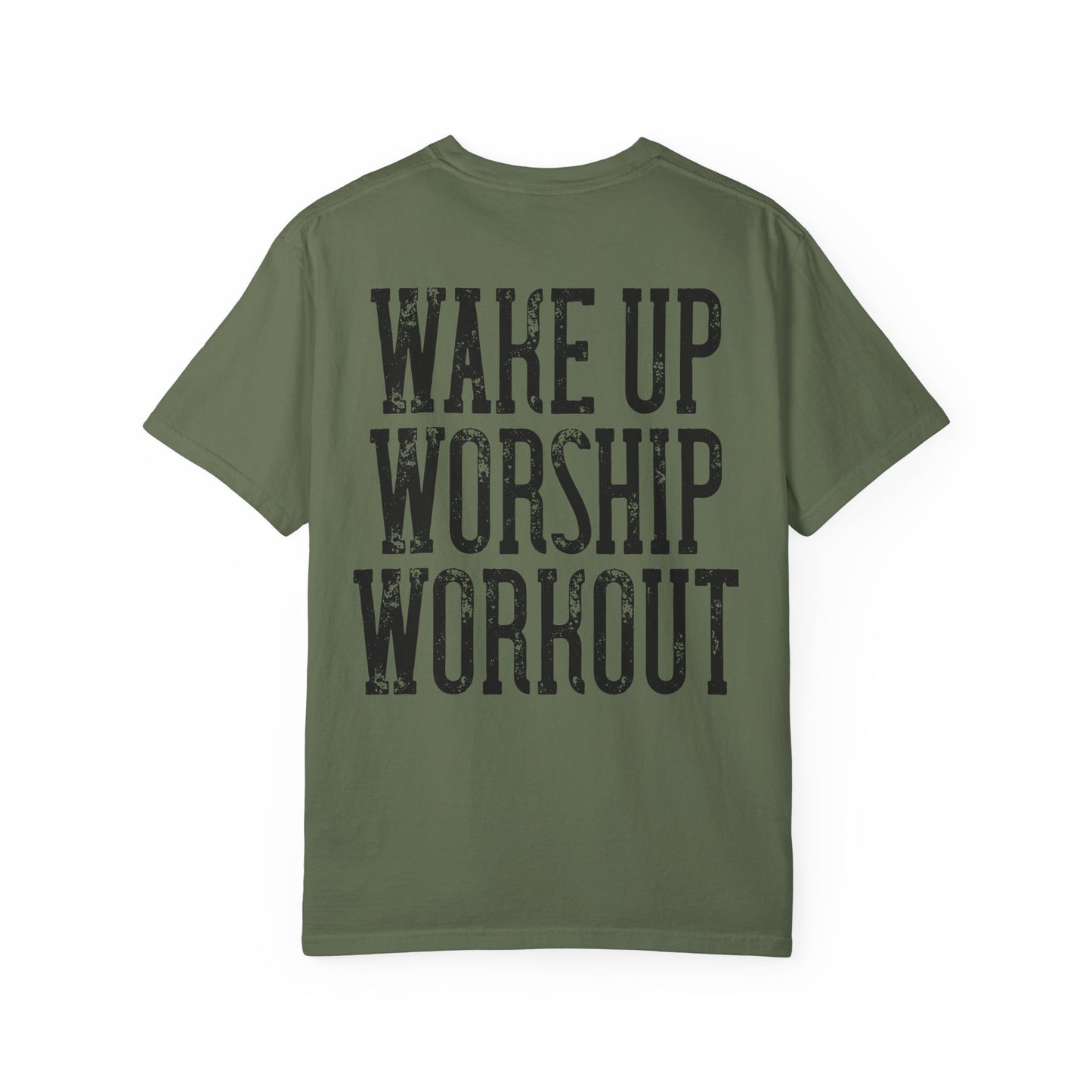 "Wake Up Worship Workout" Men's Tee - Front& Back