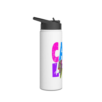 Camp Life Neon Stainless Steel Water Bottle - BLACK