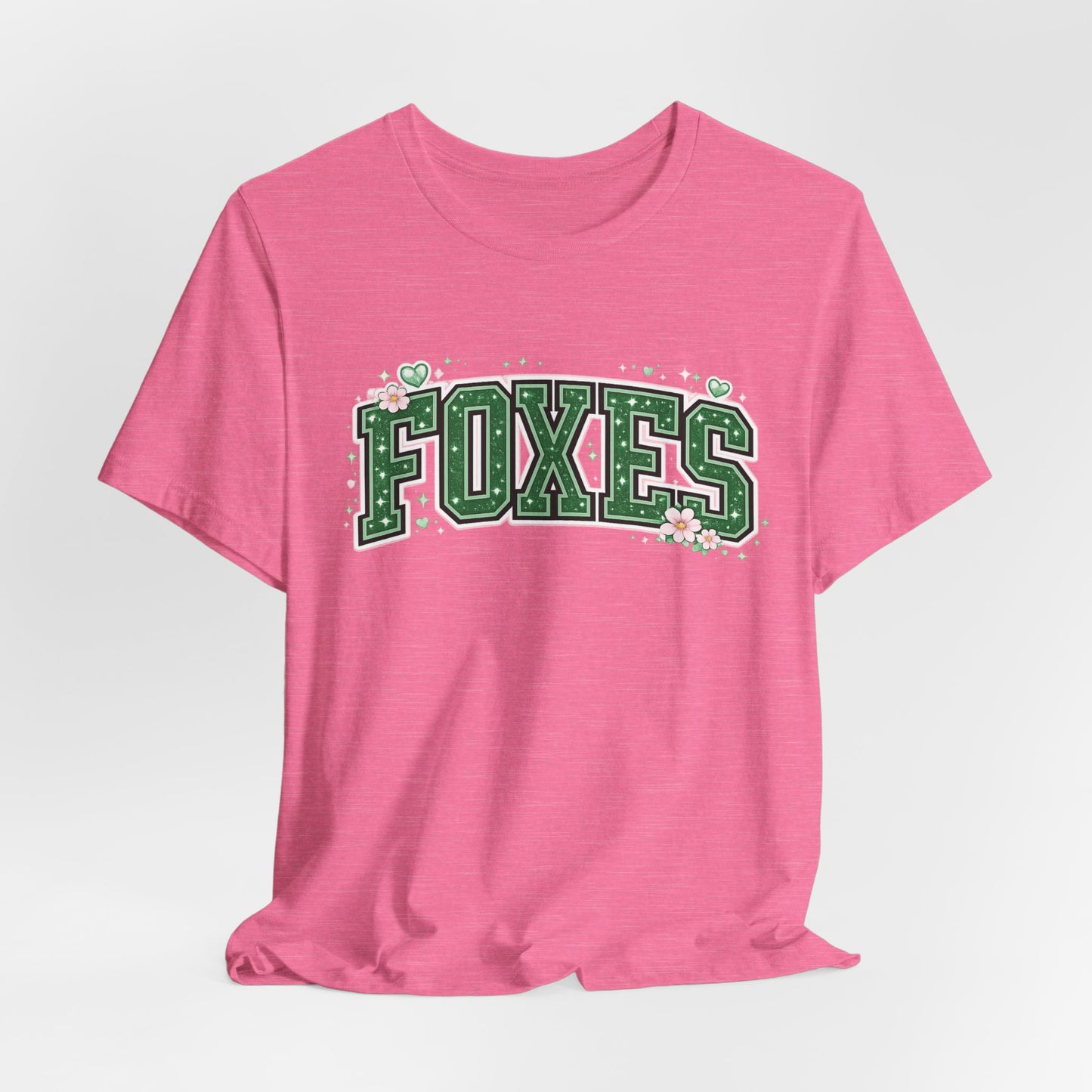 Foxes Vintage Collegiate Tee — Green Varsity Letter Graphic