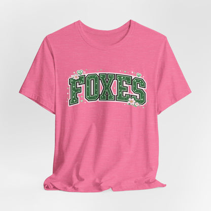 Foxes Vintage Collegiate Tee — Green Varsity Letter Graphic