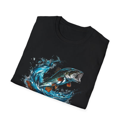 Bass Fishing T‑Shirt - Leaping Bass Water Splash Graphic Tee