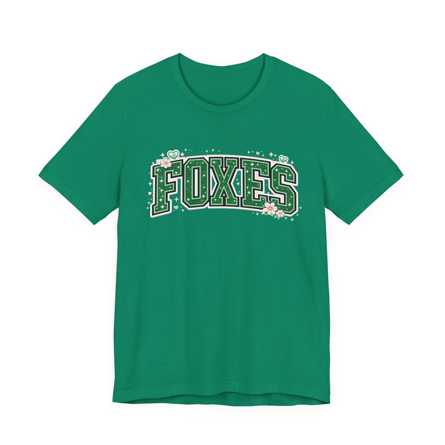 Foxes Vintage Collegiate Tee — Green Varsity Letter Graphic