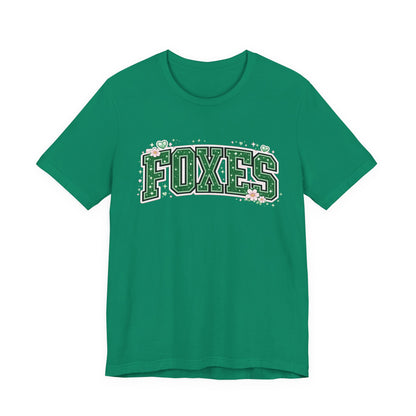 Foxes Vintage Collegiate Tee — Green Varsity Letter Graphic