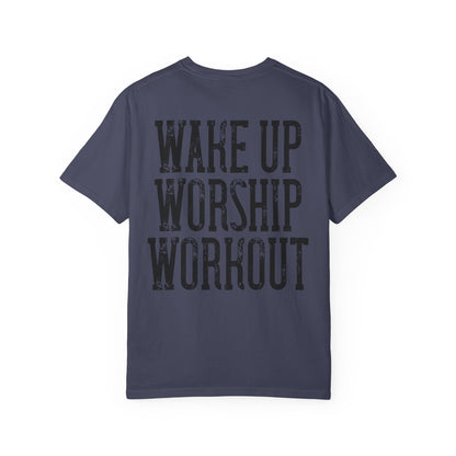 "Wake Up Worship Workout" Men's Tee - Front& Back