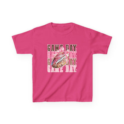 Kids Game Day T‑Shirt — Pink Glitter Football Design