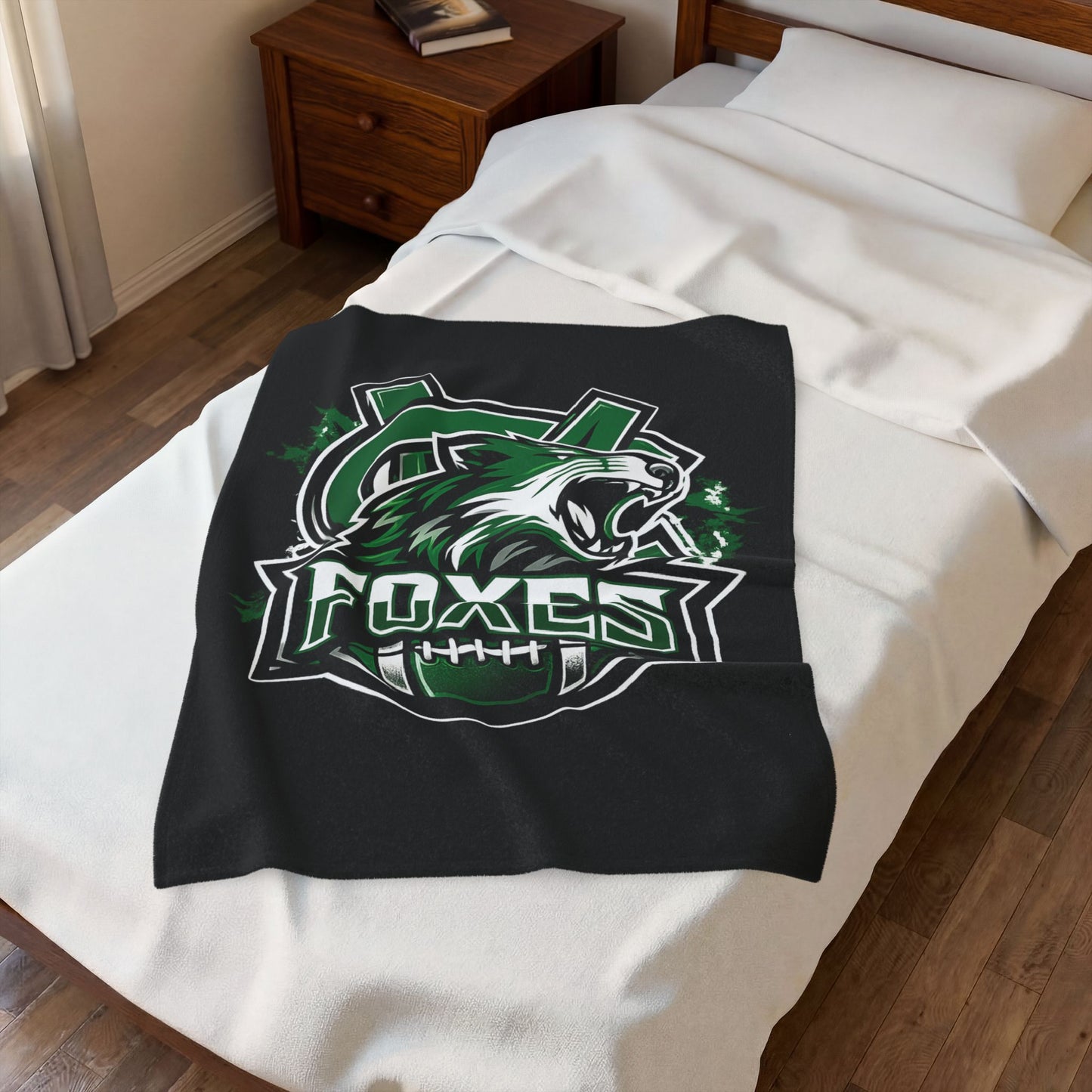 Foxes Football Velveteen Plush Blanket — Soft Team Logo Throw