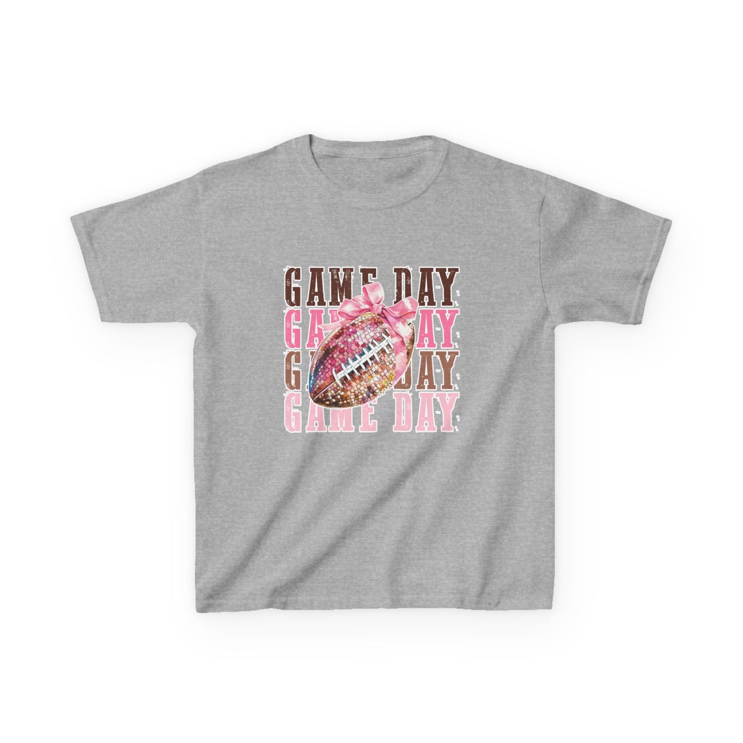 Kids Game Day T‑Shirt — Pink Glitter Football Design